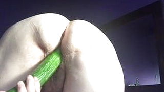 New video with cumcumber fucking her slutty hairy pussy