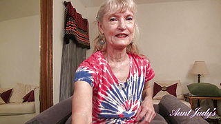 AuntJudys - Amateur Hippie Granny Diana Gives You a Handjob (POV)