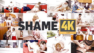 SHAME4K. Stiff penis and balls full of cum is the best birthday gift for hungry woman
