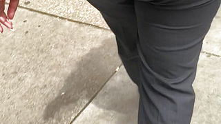 Fine ass big booty black GILF in pinstriped pants